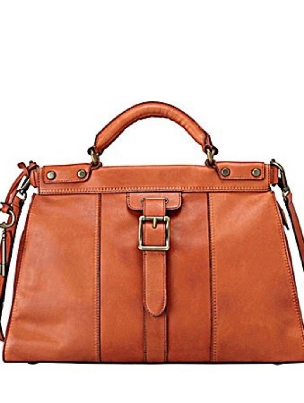 Fossil Vintage Leather Satchel Tote in Cognac Brown